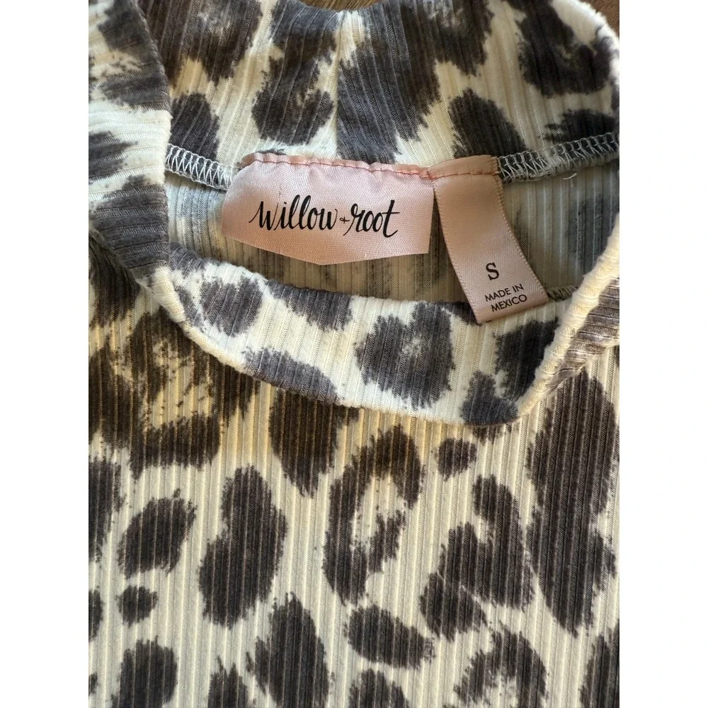 Willow Root Sleeveless Leopard Print Mock Neck Bodysuit Women's Size S - Picture 4 of 8